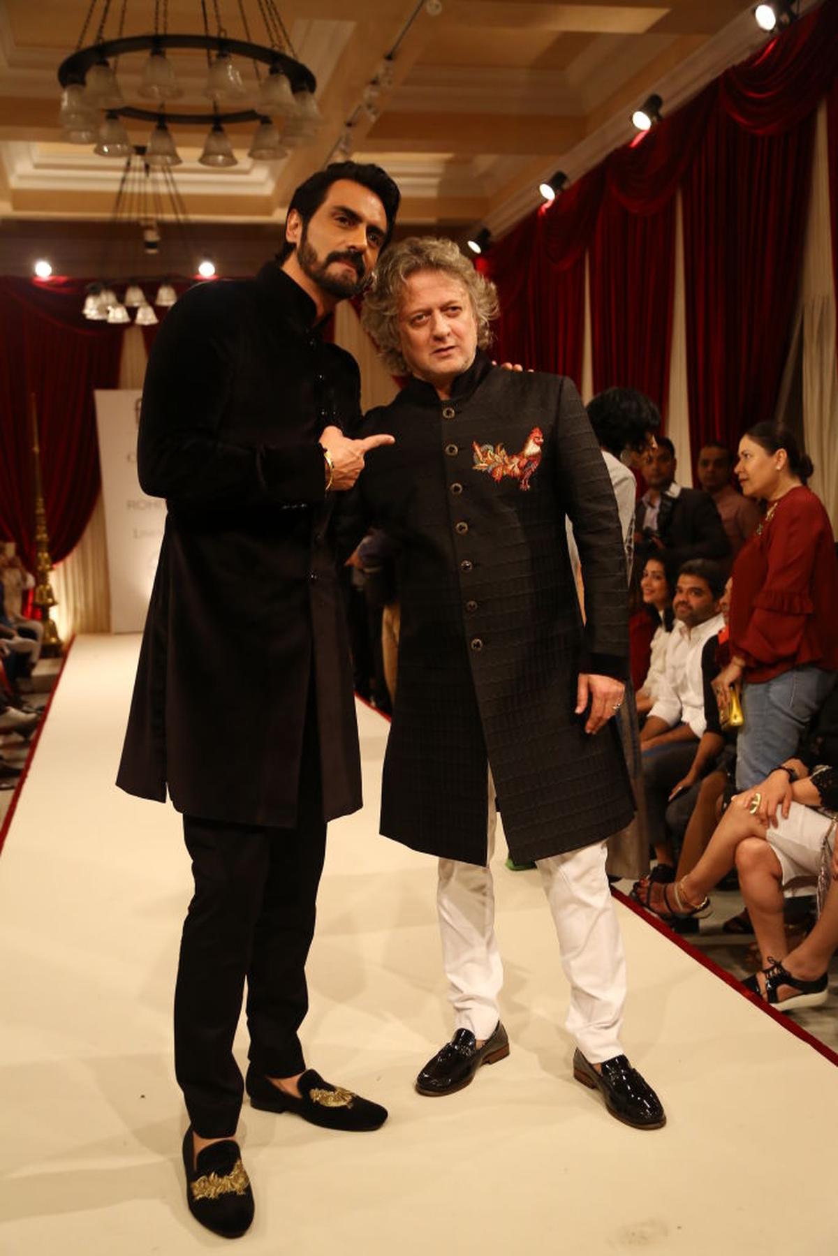 Actor Arjun Rampal and designer Rohit Bal at India Couture Week 2017 in New Delhi.