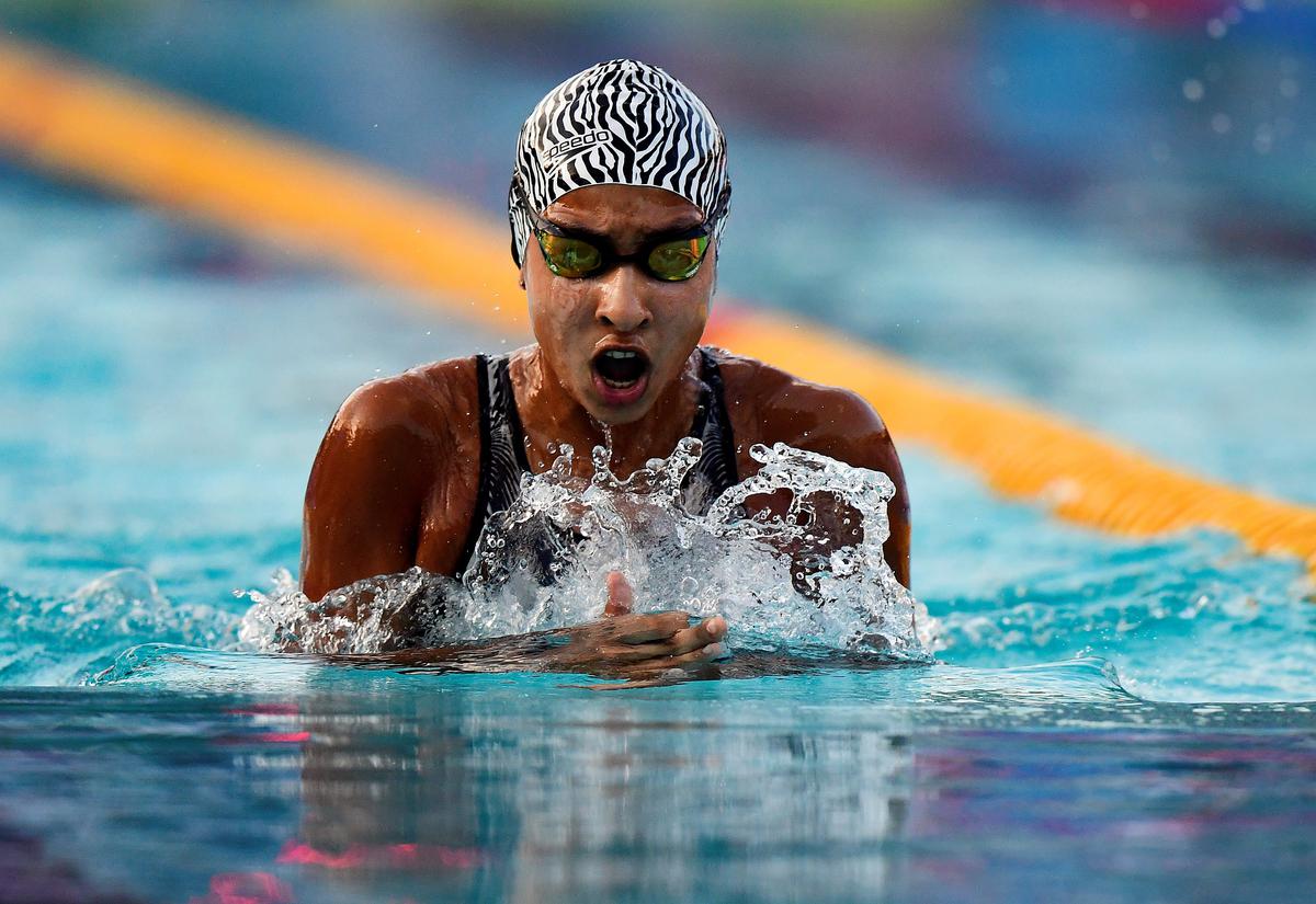 Lakshya S of Karnataka wins gold in 200m breaststroke at the 36th National Games in Rajkot on Monday, 03 October 2022. 