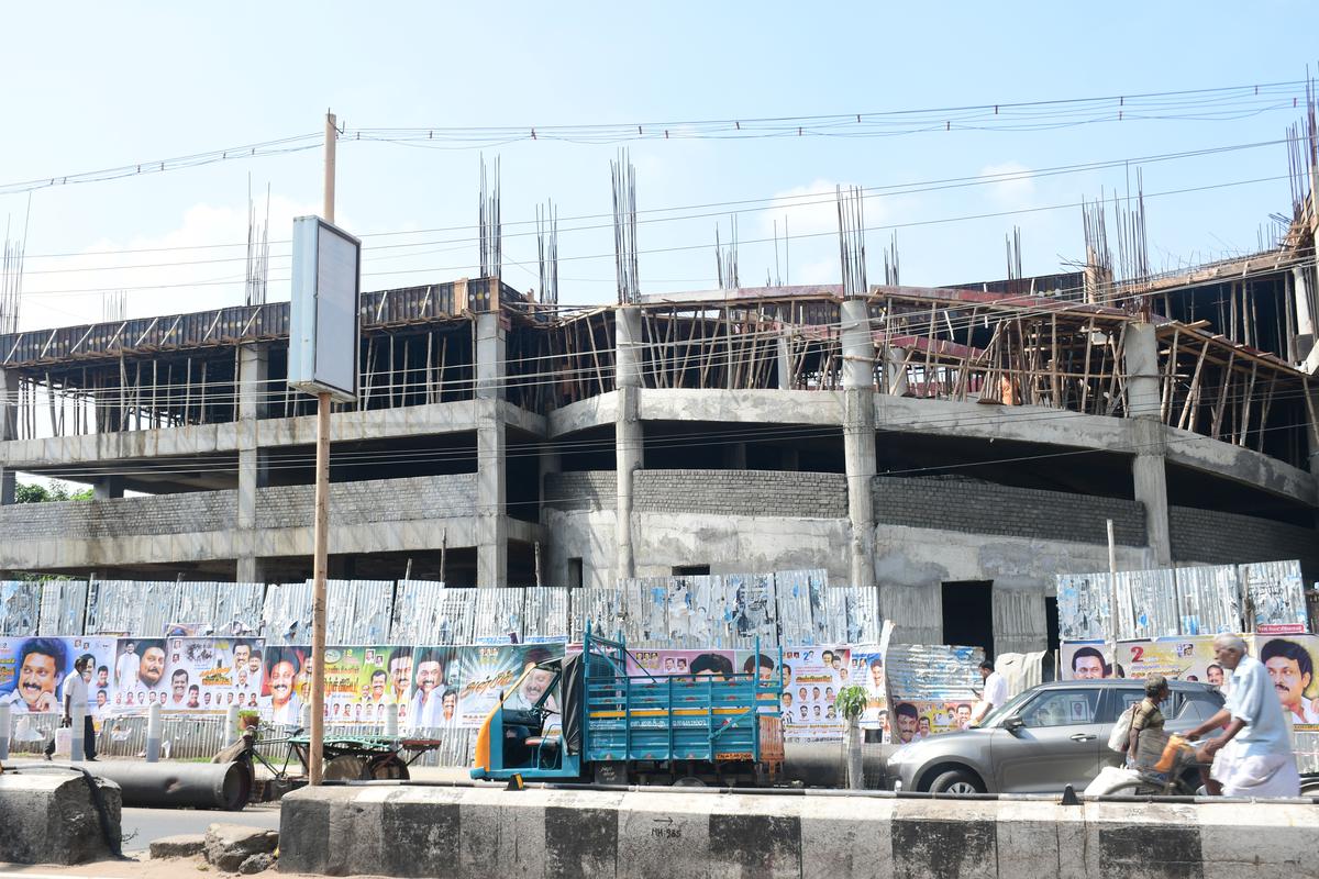Construction of multi-level parking lot in Tiruchi moves at slow pace