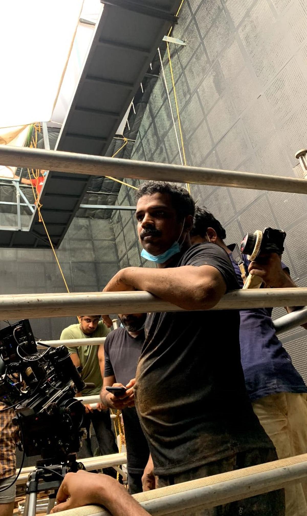 Jothish Shankar during the shoot of 'Malayankunju'