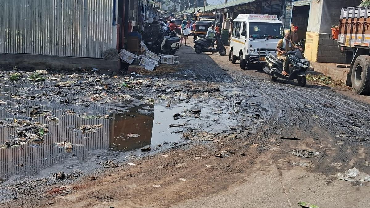 Drainage water accumulation at old RMC yard in Mysuru irks traders