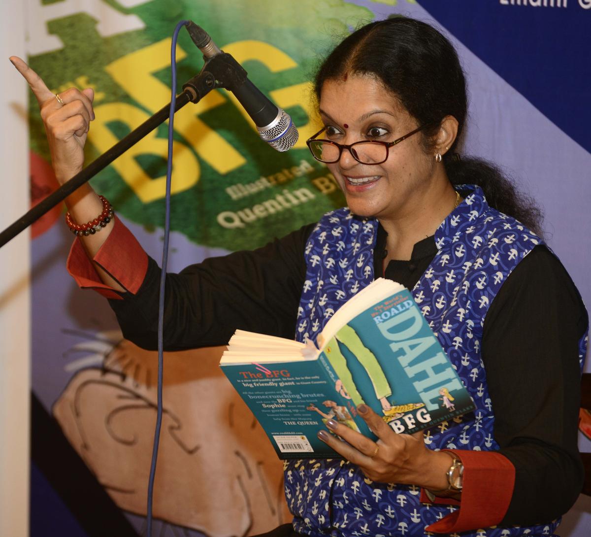 Actor, author and storyteller Janaki Sabesh at a book reading session 