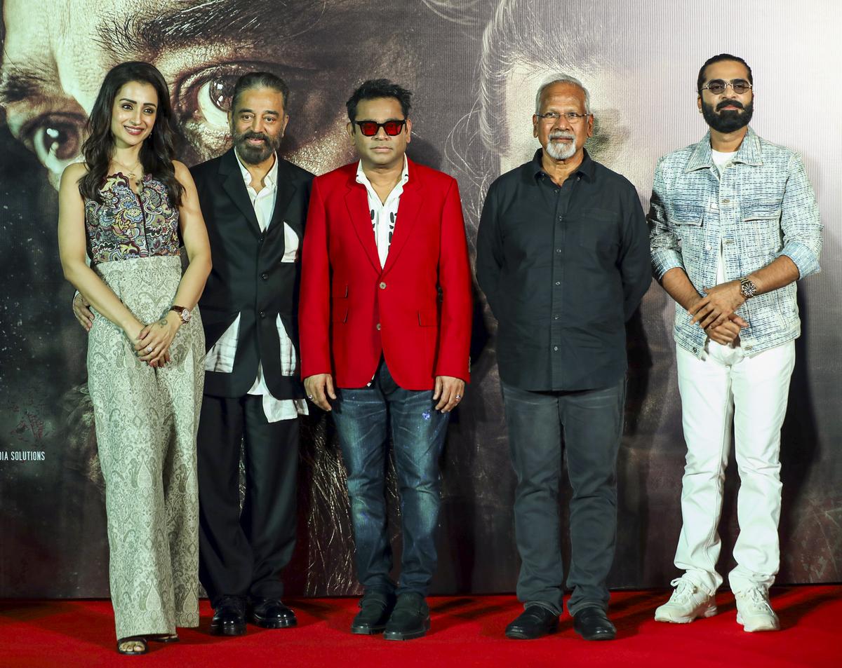 Trisha, Kamal Haasan, AR Rahman, Mani Ratnam and Silambarasan TR during the promotion of their upcoming film ‘Thug Life’ Trisha, Kamal Haasan, AR Rahman, Mani Ratnam and Silambarasan TR during the promotion of their upcoming film ‘Thug Life’