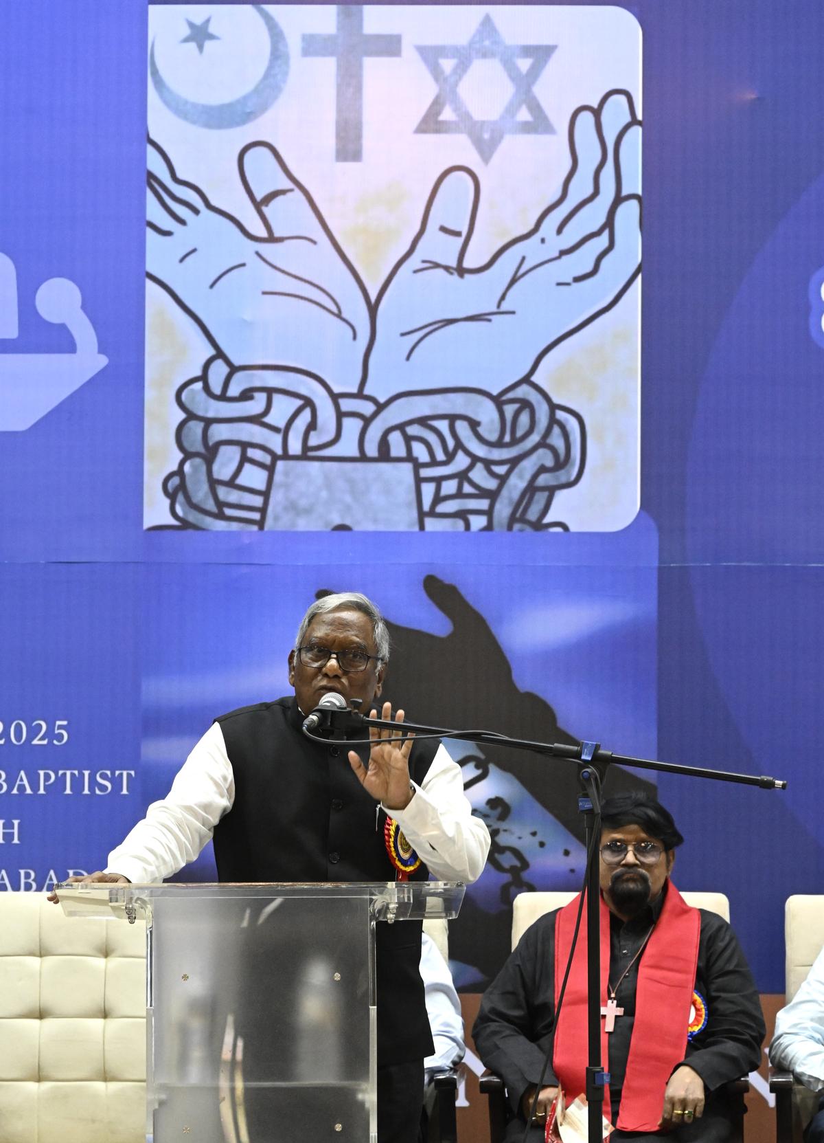 Former IPS Officer K. Babu Rao at the Seminar on Religious Freedom in Hyderabad on Saturday. Former IPS Officer K. Babu Rao at the Seminar on Religious Freedom in Hyderabad on Saturday.