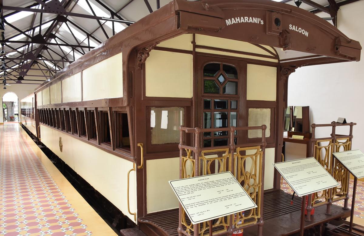 The Maharanis Saloon on display at the Rail Museum in Mysuru. 