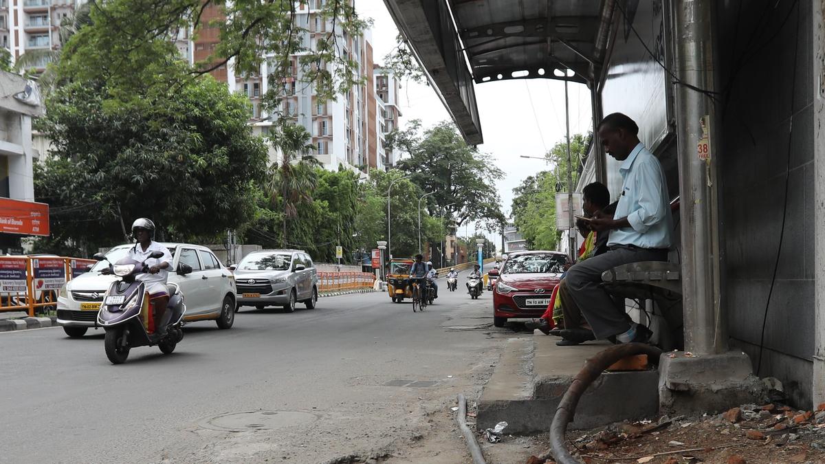 A ‘step-up’ for bus stop at C.P. Ramaswamy Salai