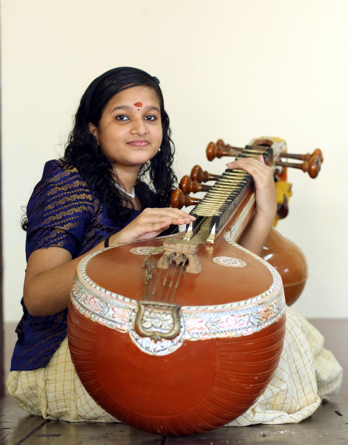 Theertha K.P. of Sevamandiram PBHSS, Ramanattukara, who qualified in Veena (HS).