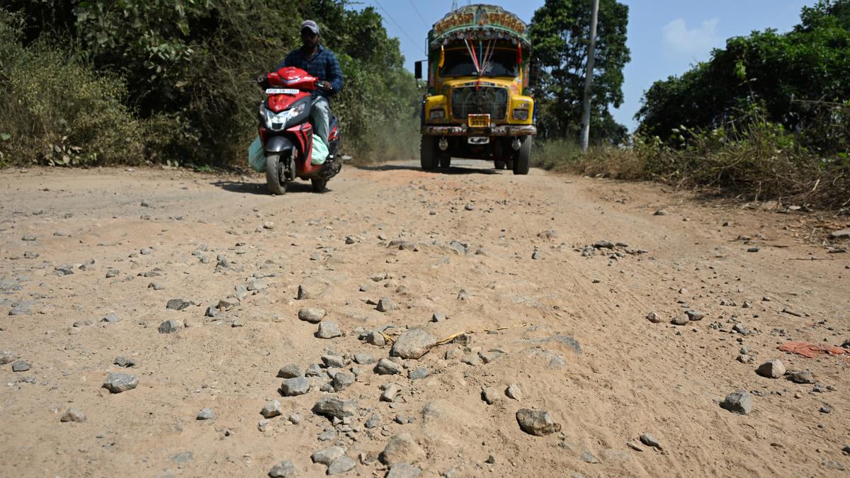 Nightmarish road stretch from Duvvada railway station to VIIT posing risk to commuters