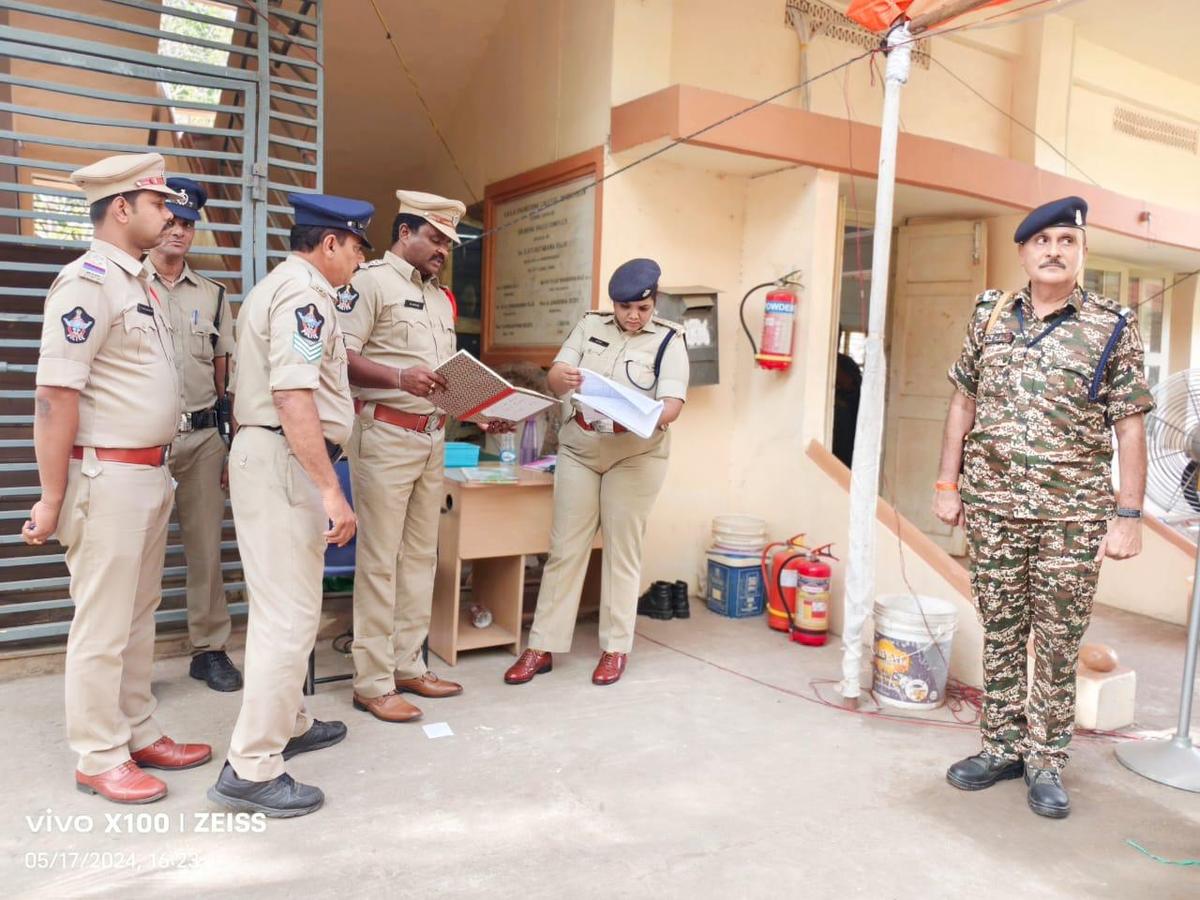 West Godavari Superintendent of Police Ajitha Vajendla inspecting the strongroom in Bhimavaram.