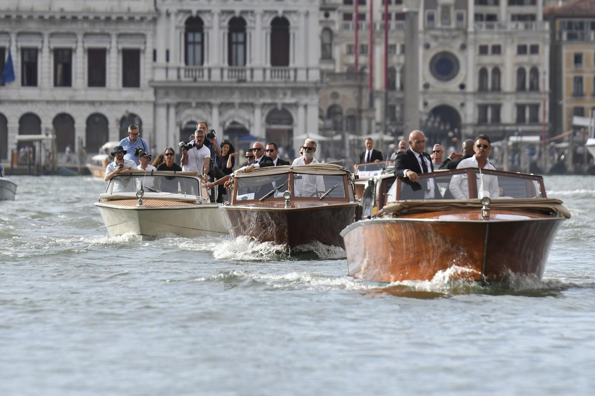 The boat, centre, carrying Jeff Bezos travels past St. Mark’s Square ahead of the anticipated wedding celebrations of Jeff Bezos and Lauren Sanchez, in Venice, on June 27, 2025. The boat, centre, carrying Jeff Bezos travels past St. Mark’s Square ahead of the anticipated wedding celebrations of Jeff Bezos and Lauren Sanchez, in Venice, on June 27, 2025.