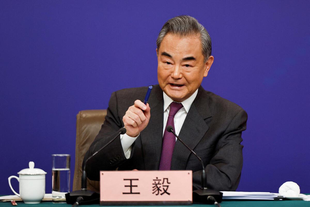 Chinese Foreign Minister Wang Yi attends a press conference on the sidelines of the National People’s Congress (NPC), in Beijing, China March 7, 2024