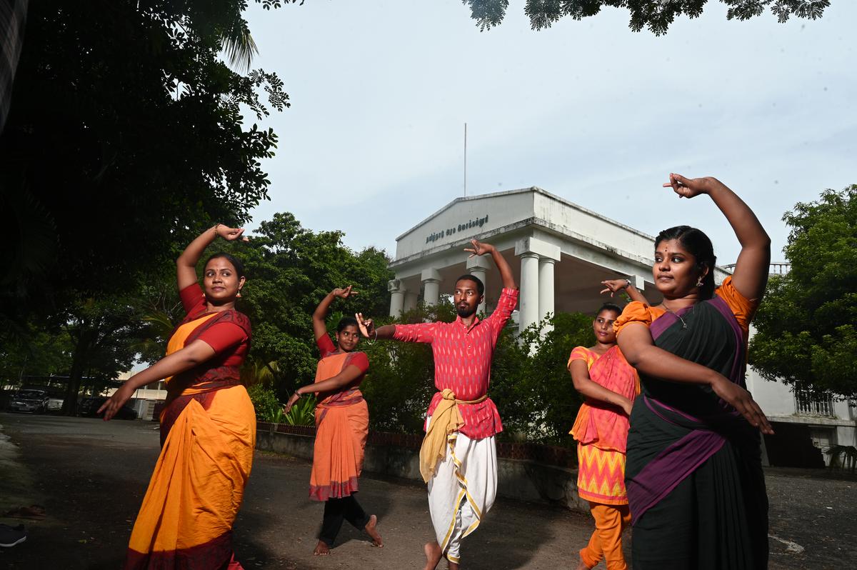 A group of nattuvangam students at Govt. Music College, Chennai, which was once Brodie’s Castle