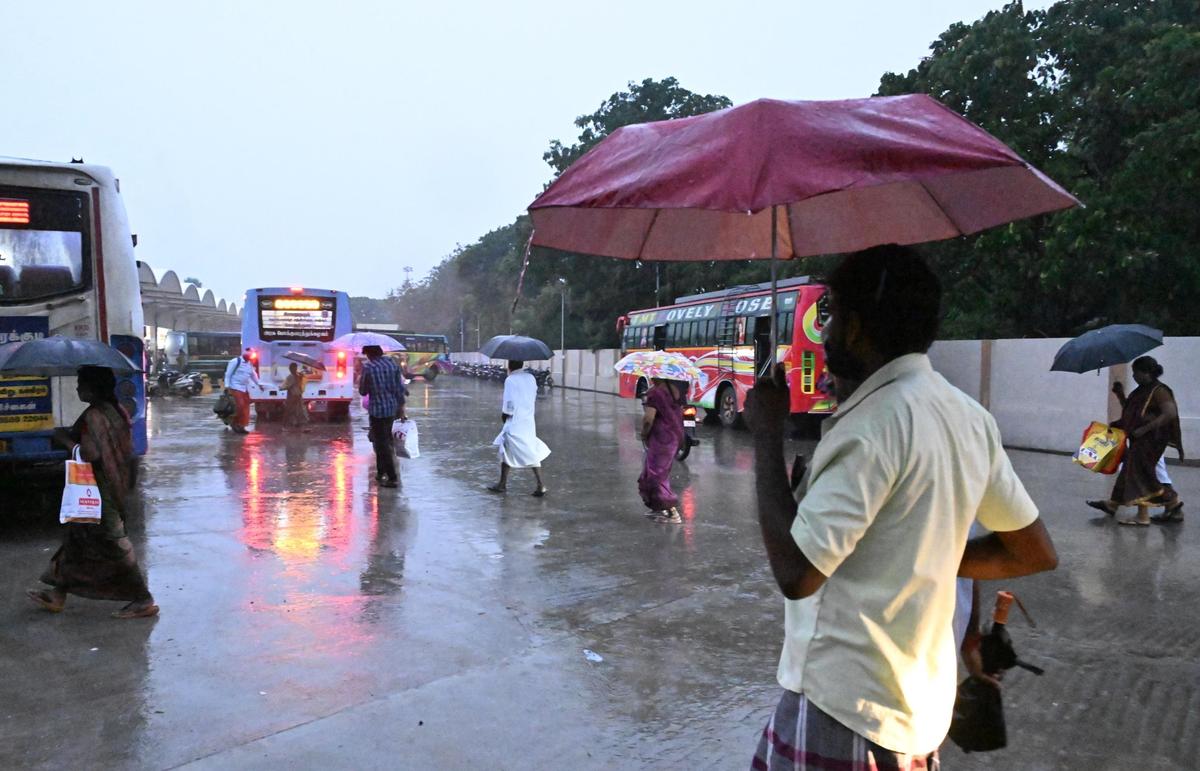 RAMANATHAPURAM: 28 November 2025: Tamil Nadu: Continue rain lashing in Ramanathapuram and surrounding areas on Friday. Photo: L. Balachandar / The Hindu