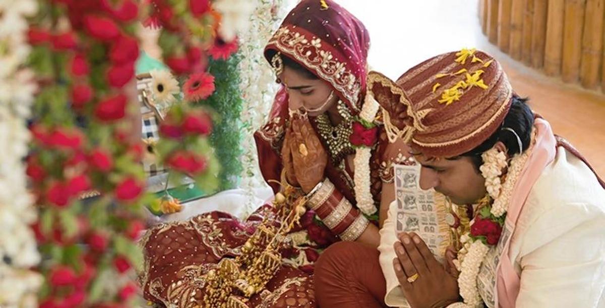 Happy Indian couple at their wedding. Happy Indian couple at their wedding.