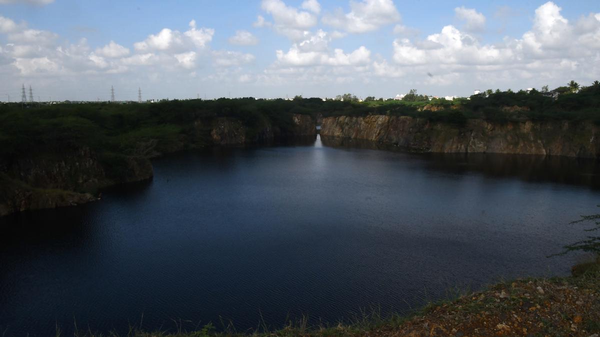 Sikkarayapuram quarries, Chennai’s buffer storage, filled with rainwater from surrounding localities