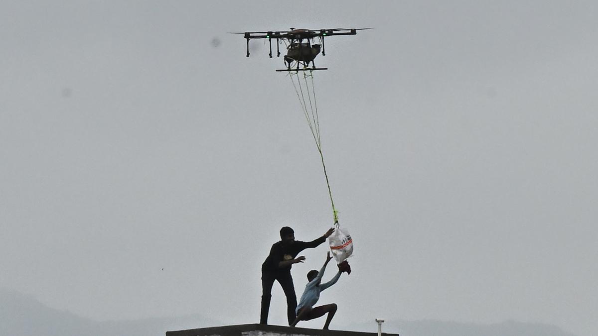 Where boats do not reach, drones and helicopters come in handy