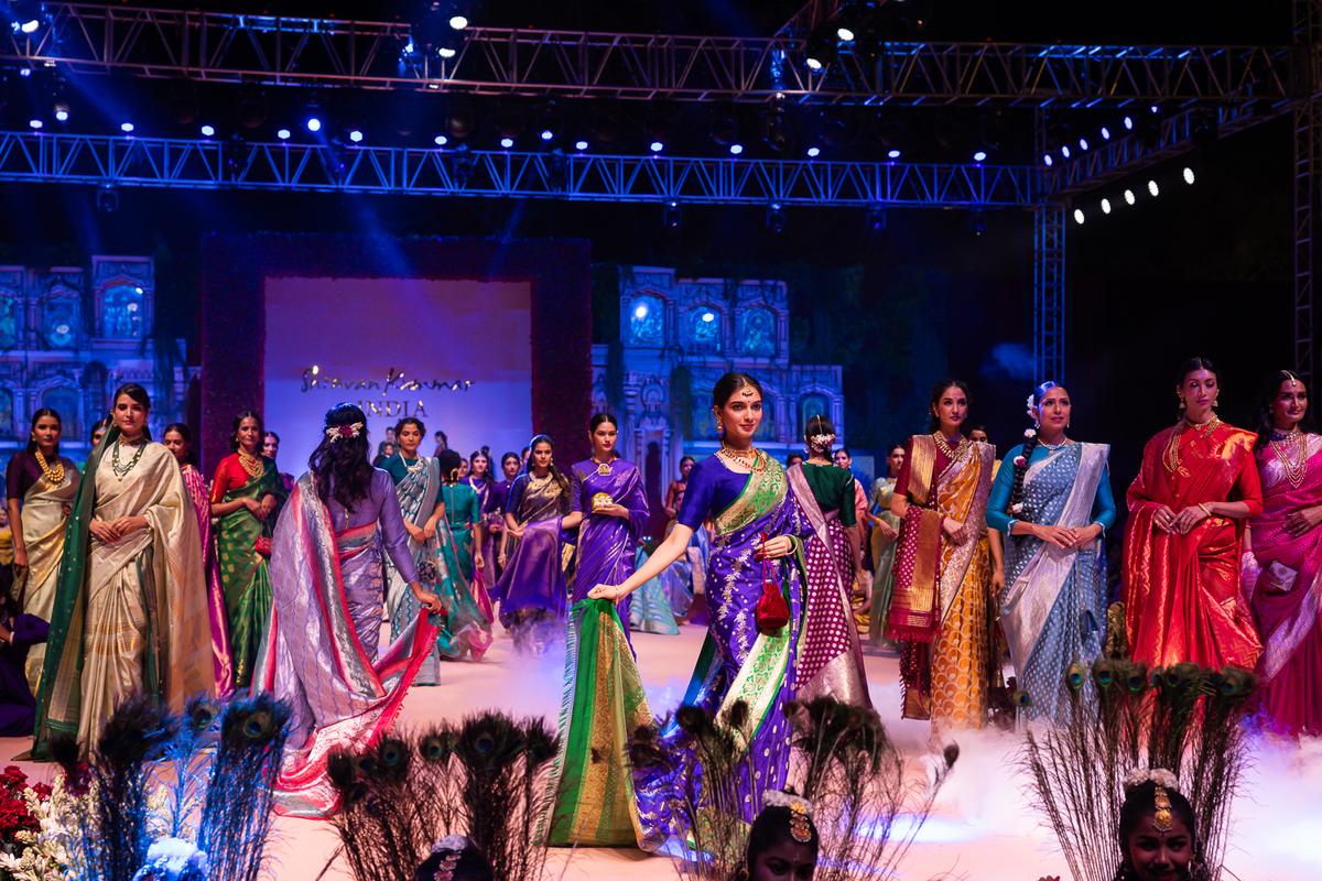 Models sport handwoven silks