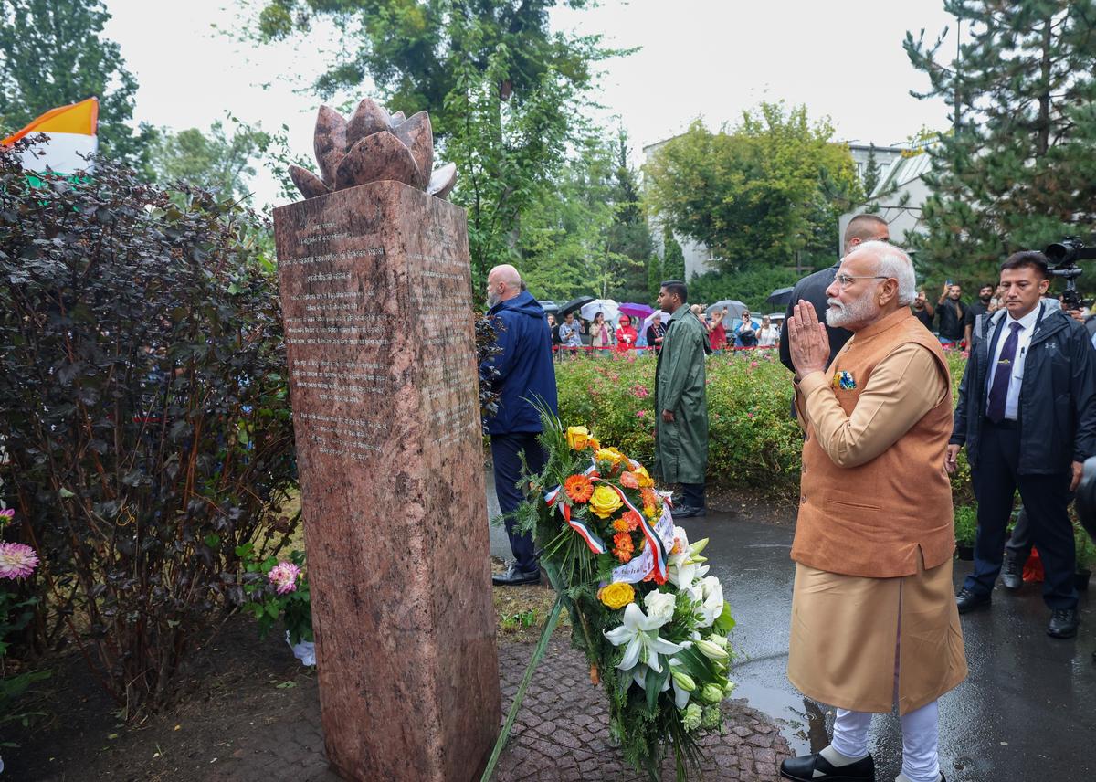 Prime Minister Narendra Modi at the Good Maharaja Square in Warsaw, August 2024.