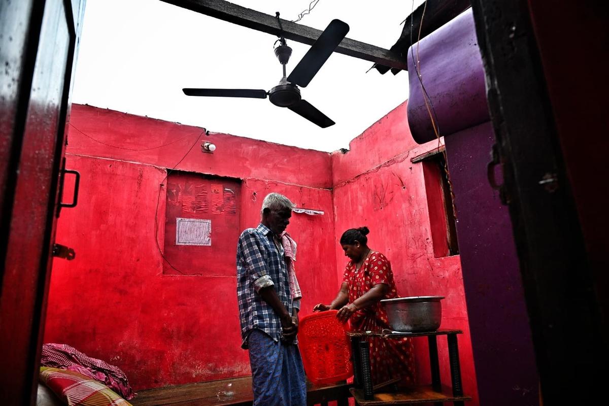 Bernard , 62, a resident of Valiaveli in Thiruvananthapuram inspects his house after strong winds blew away the tin roof of his seaside home early Saturday, May 24, 2025. Bernard , 62, a resident of Valiaveli in Thiruvananthapuram inspects his house after strong winds blew away the tin roof of his seaside home early Saturday, May 24, 2025.