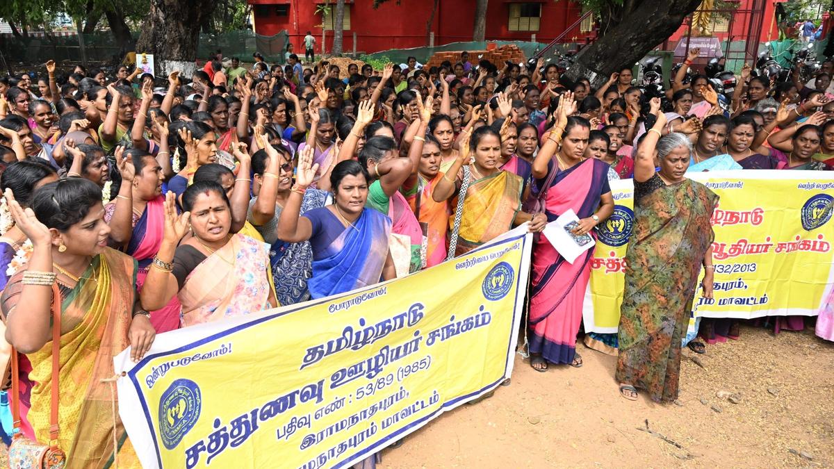 Nutritious meal employees stage protest pressing various demands