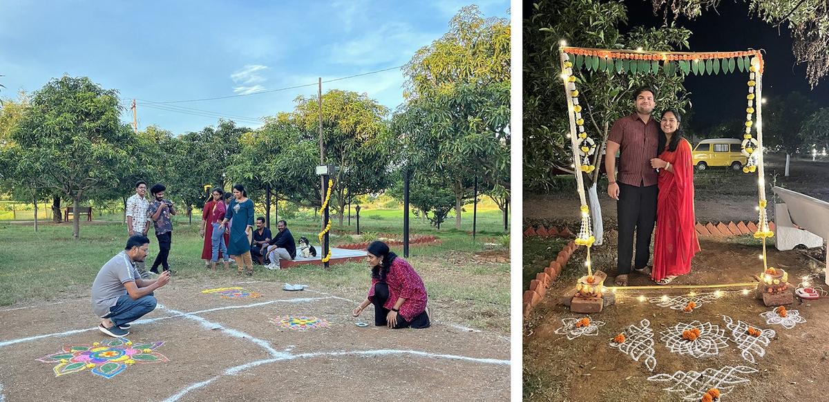 At The Earthâs Camping; (right) founders G Kuldeep 
S Tejasri At The Earthâs Camping; (right) founders G Kuldeep 
S Tejasri