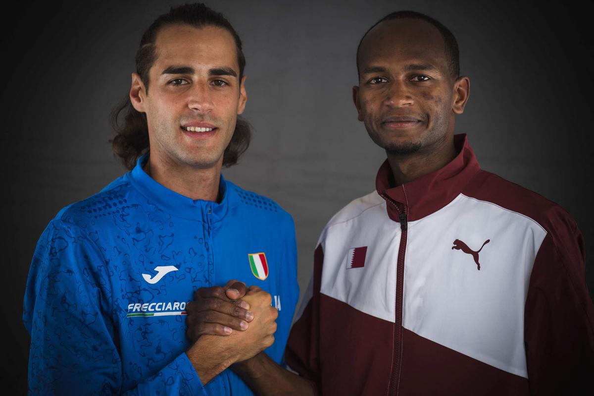Brothers in arms: Tamberi and three-time World champion Mutaz Essa Barshim have built a strong, warm bond despite competing for long jump’s biggest prizes. At Tokyo last year, they shared Olympic gold in an emotional, historic moment. 
