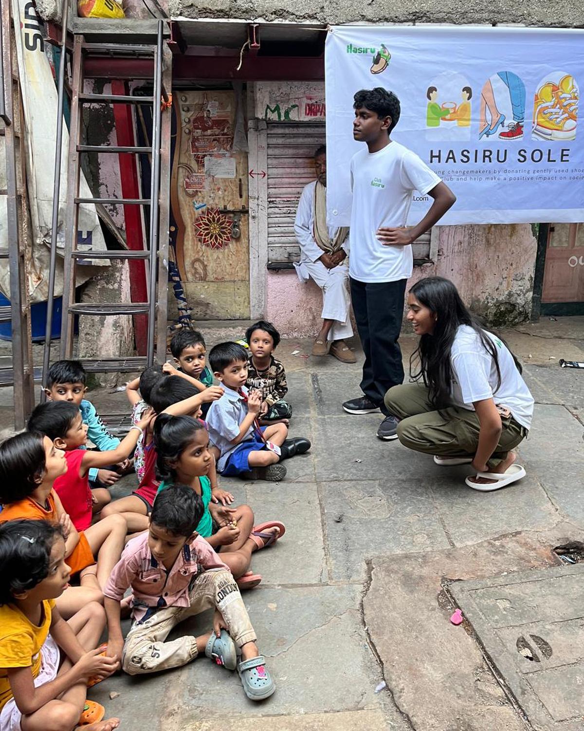 Vedika and Ameya began by collecting old shoes from local households, schools, and community centers. Vedika and Ameya began by collecting old shoes from local households, schools, and community centers.