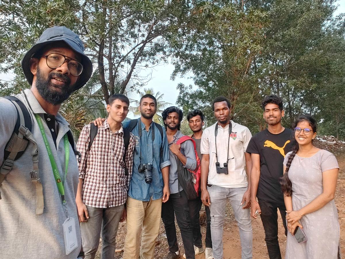 Participants from Gitam University during the Great Backyard Bird Count in Visakhapatnam. 