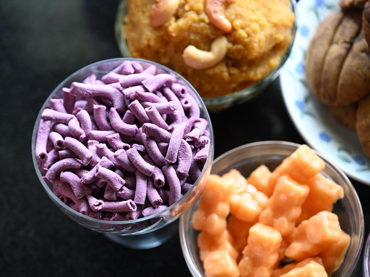 Pasta, gummies and kesari from orange and pink fleshed sweet potato