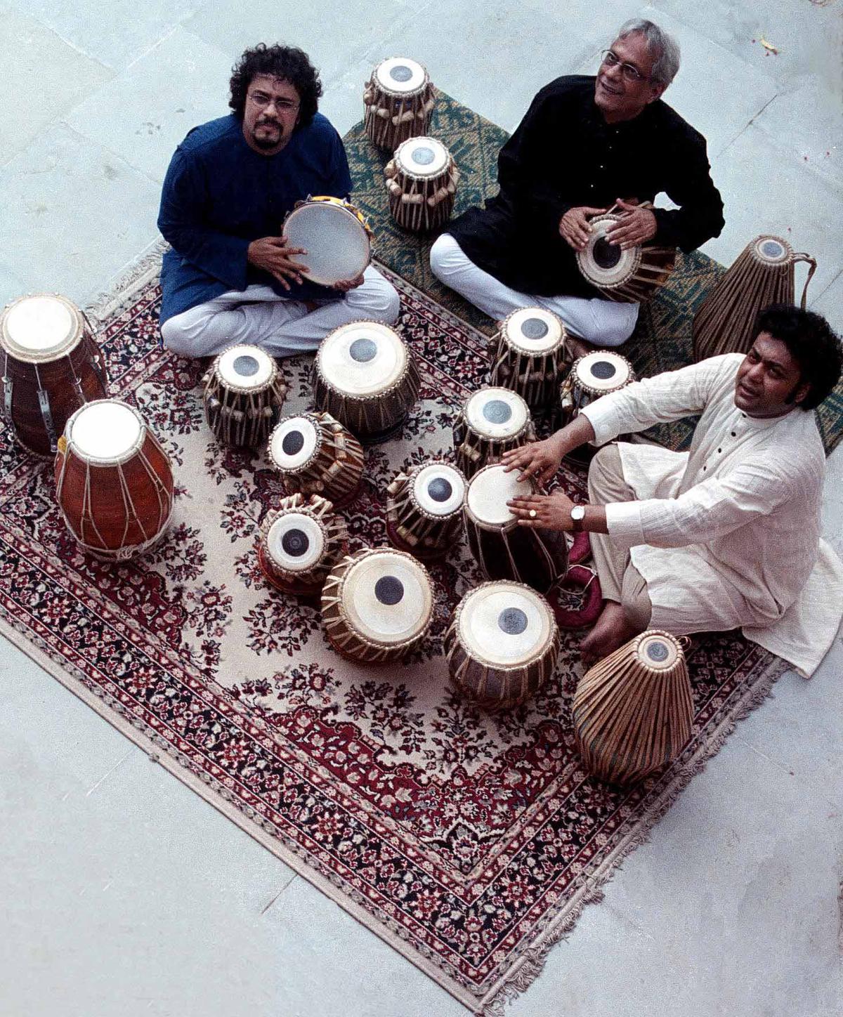 Pt. Shankar Ghosh with his two disciples son Bikram Ghosh and Tanmay Basu 