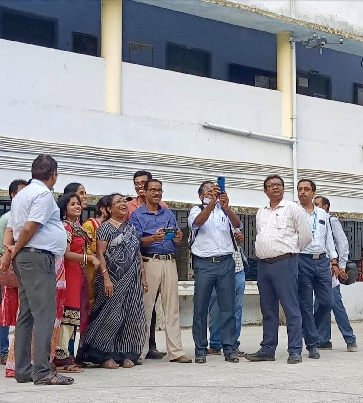 Principal Sharmila Mitra, towards the centre, at a Drone Pilot Training class in Behala College.