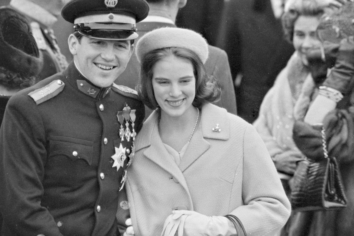 Former King Constantine II and Queen Anne-Marie pose for a photograph in Athens in 1963. 
