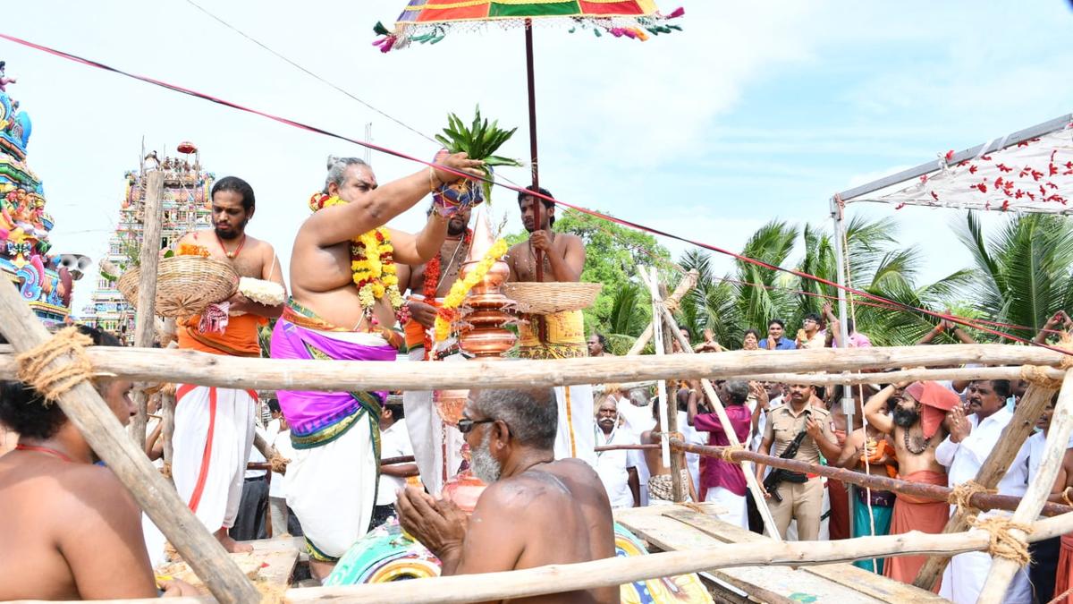Kumbhabhishekam of Veeratteswarar temple conducted in Mayiladuthurai District