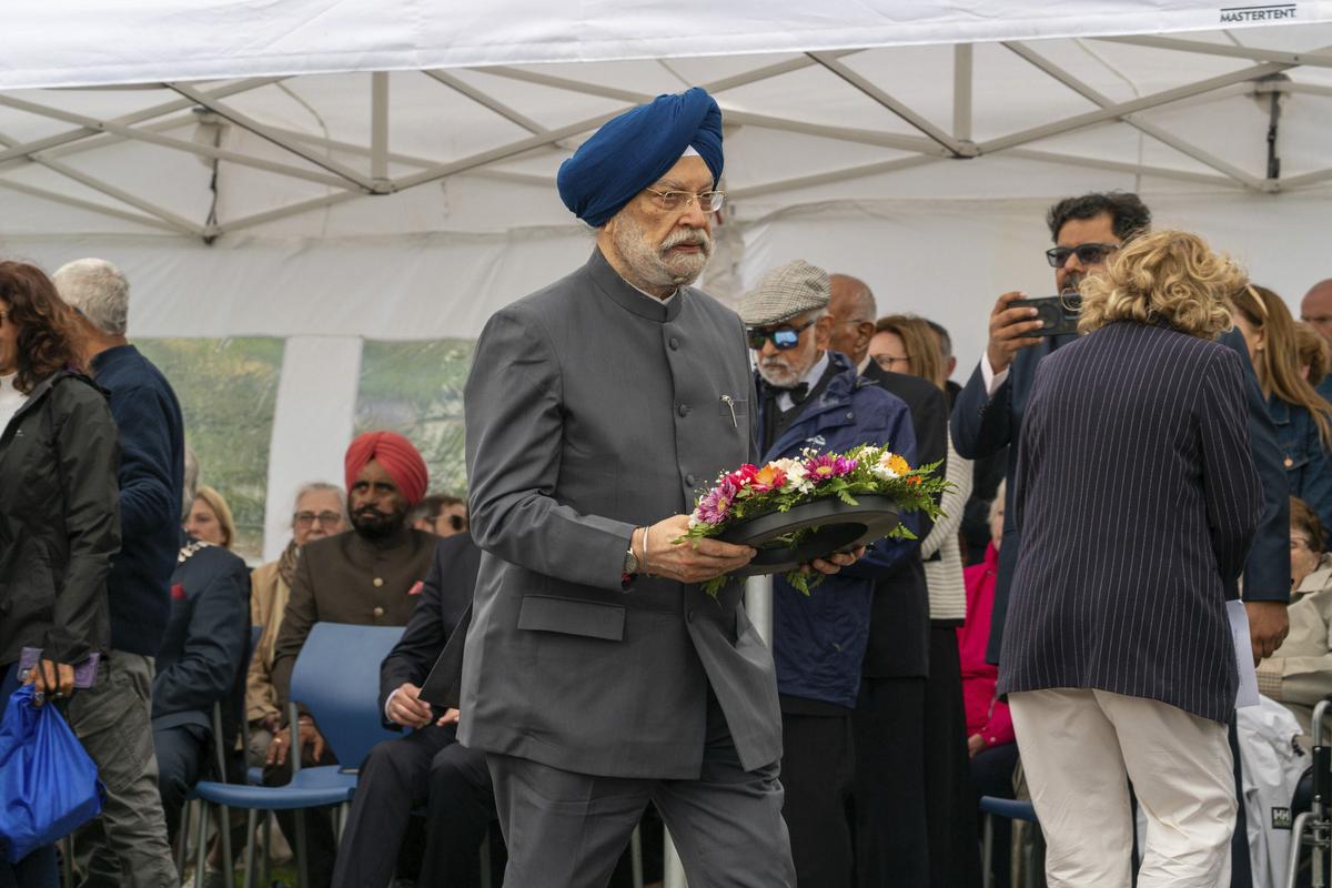 Minister of Petroleum and Natural Gas of India Hardeep Singh Puri lays a wreath during a commemoration at the Ahakista Memorial to mark the 40th anniversary of the Air India disaster, in West Cork, Ireland, on June 23, 2025. Minister of Petroleum and Natural Gas of India Hardeep Singh Puri lays a wreath during a commemoration at the Ahakista Memorial to mark the 40th anniversary of the Air India disaster, in West Cork, Ireland, on June 23, 2025.