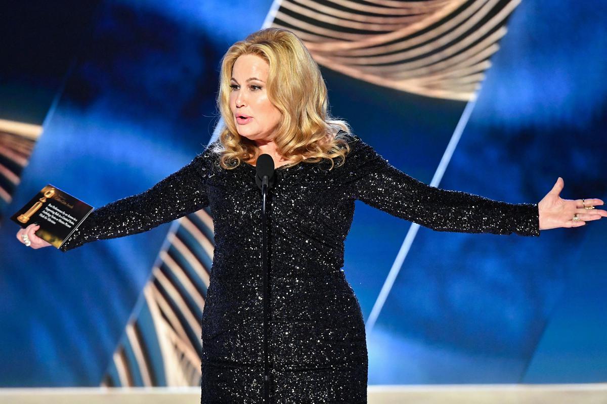 Best Supporting Actress in a Limited Series or TV Movie, Jennifer Coolidge, ‘The White Lotus’ onstage at the 80th Annual Golden Globe Awards