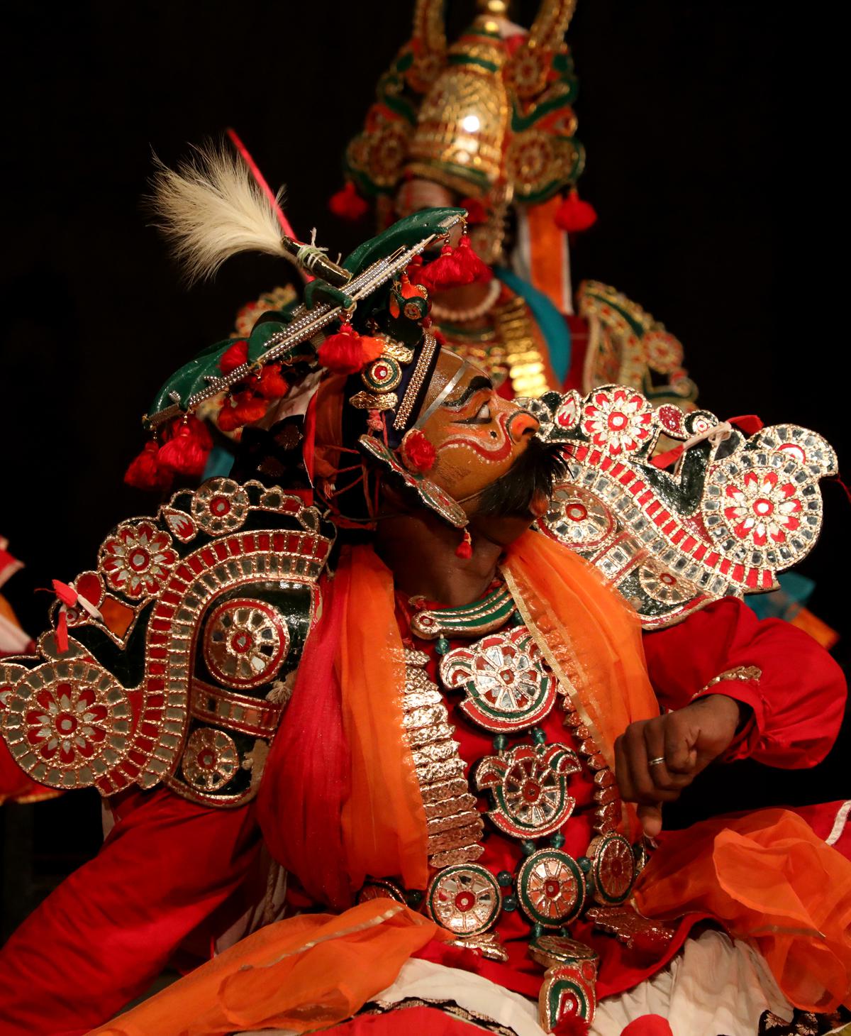 Kattaikoothu artists performing Panchali’s wedding from The Mahabharata at Kattaikkuttu Sangam, Kancheepuram.