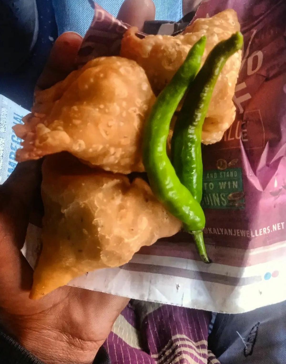 samosas in train