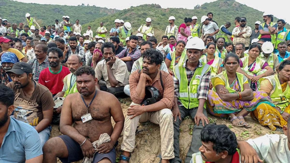 Gangavaram port workers protest against suspension of their two colleagues in Visakhapatnam