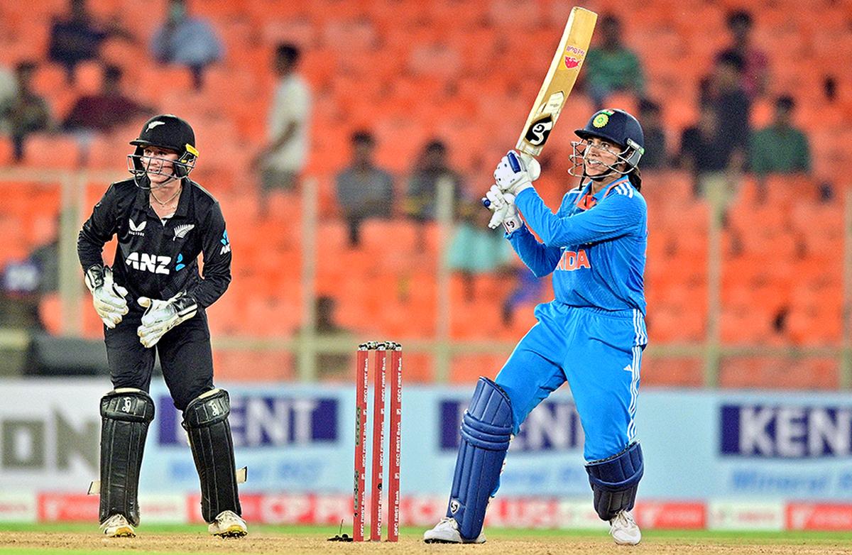 Smriti Mandhana in action during the third and final ODI between India and New Zealand women’s teams at Narendra Modi Stadium, Ahmedabad, on October 29, 2024.