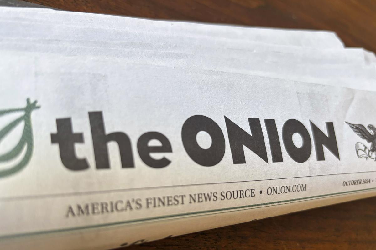 A copy of the satirical outlet The Onion is seen Thursday, November 14, 2024