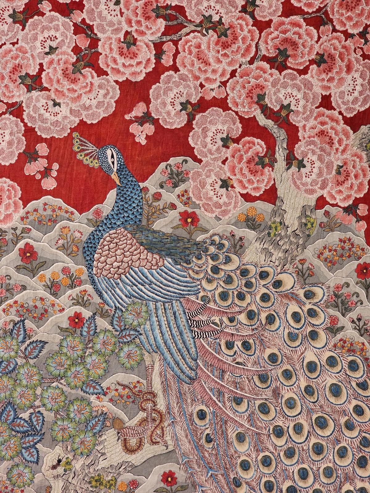 Chintz done the old way, with natural dyes, in a mordant-resist process Chintz done the old way, with natural dyes, in a mordant-resist process