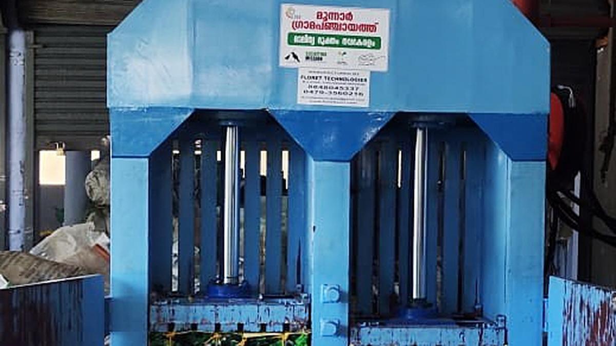 In a first, Munnar panchayat installs double-chamber plastic baling machine