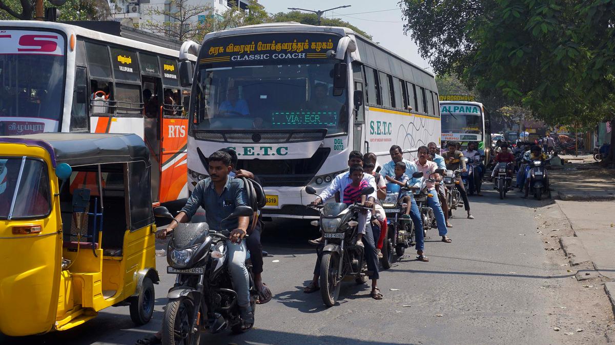 Vehicles vie for space at free left turns in Puducherry