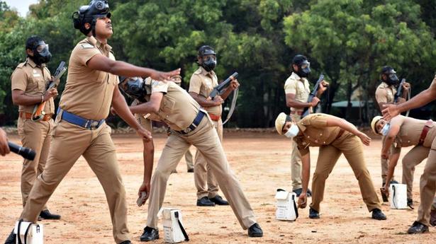 Policemen trained in riot controlling and mob handling in Coimbatore