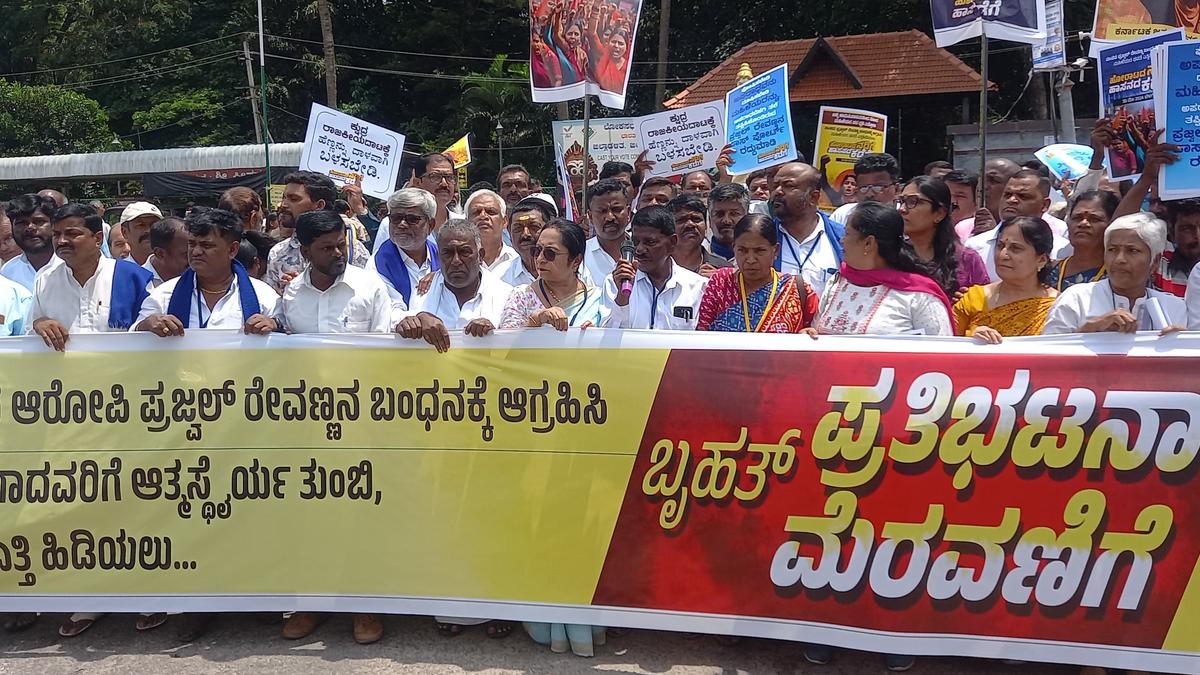 Prajwal Revanna sexual abuse case: People from across Karnataka take out protest march in Hassan