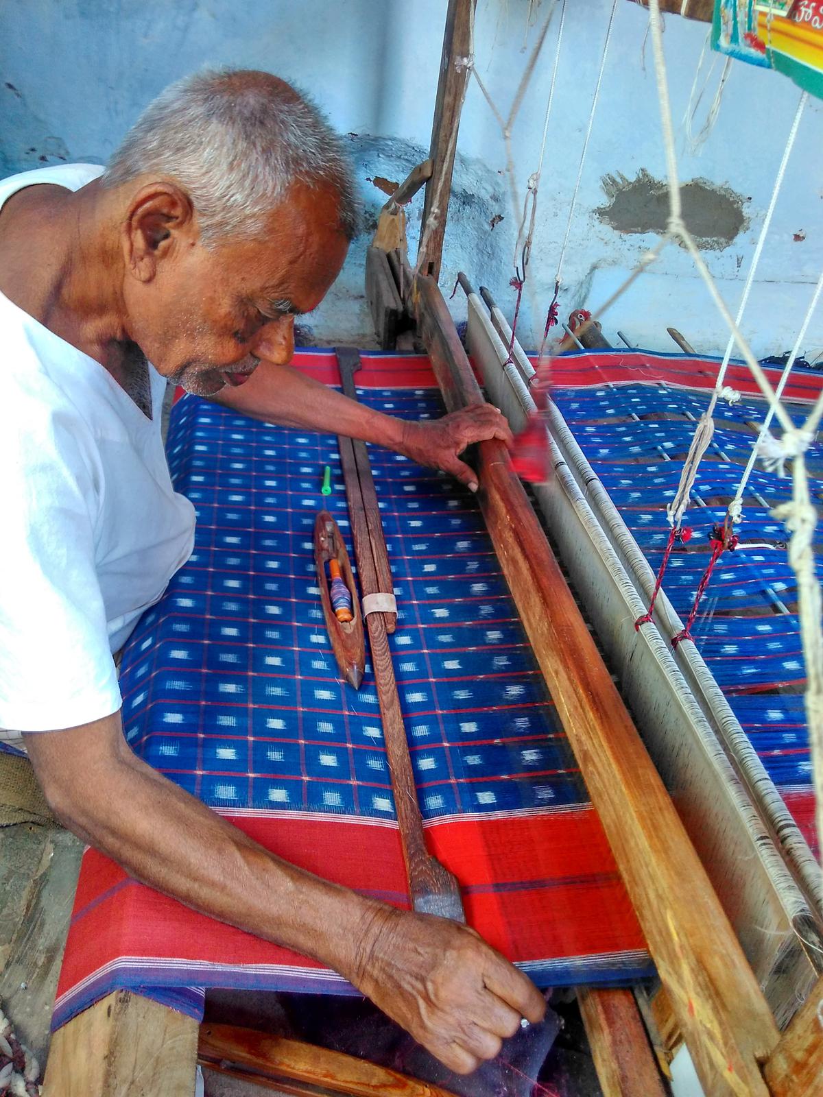 A weaver at the loom 