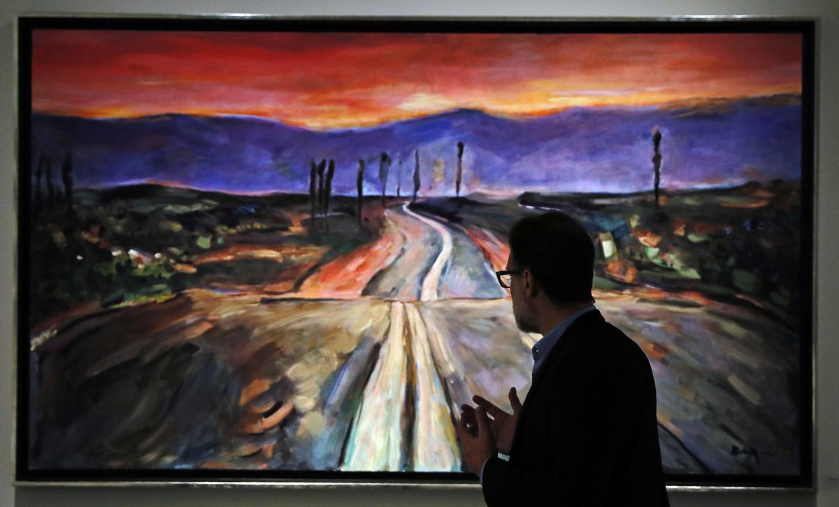 Bob Dylan’s painting ‘Endless Highway’ at the Halcyon Gallery in London, in 2016. Dylan, music legend and Nobel laureate, is also a prolific painter.