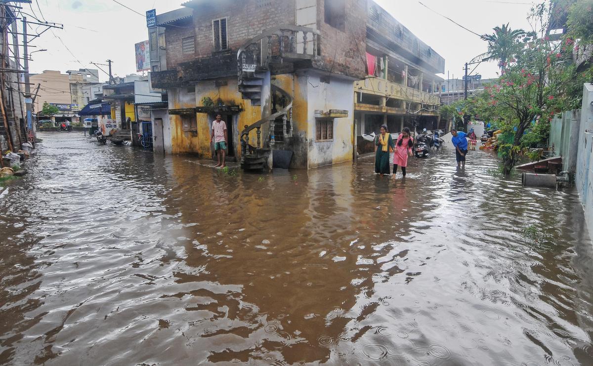 Rainwater entered the ISKCON Temple Colony in Ongole on Wednesday.