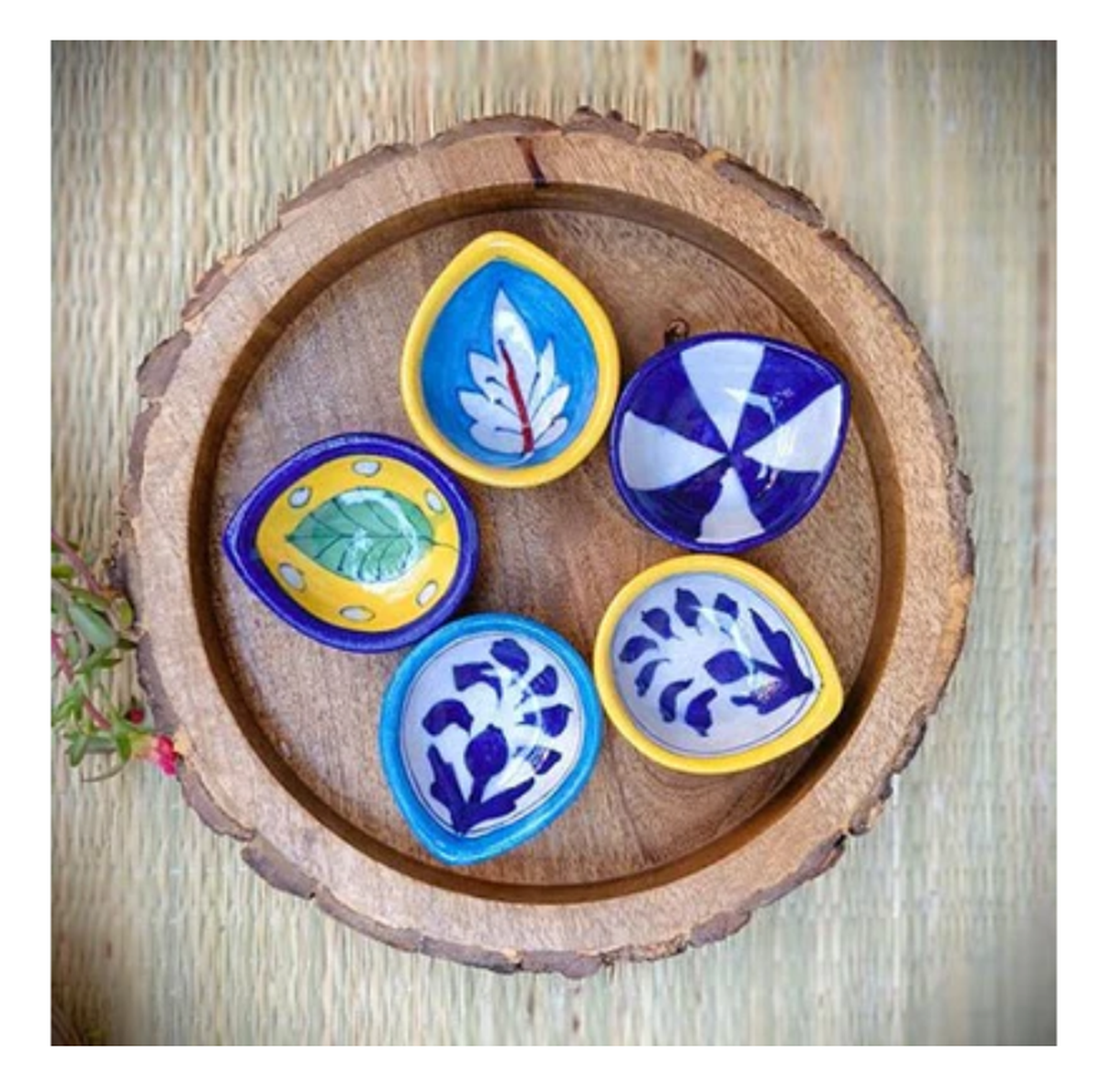 Blue pottery diya Blue pottery diya