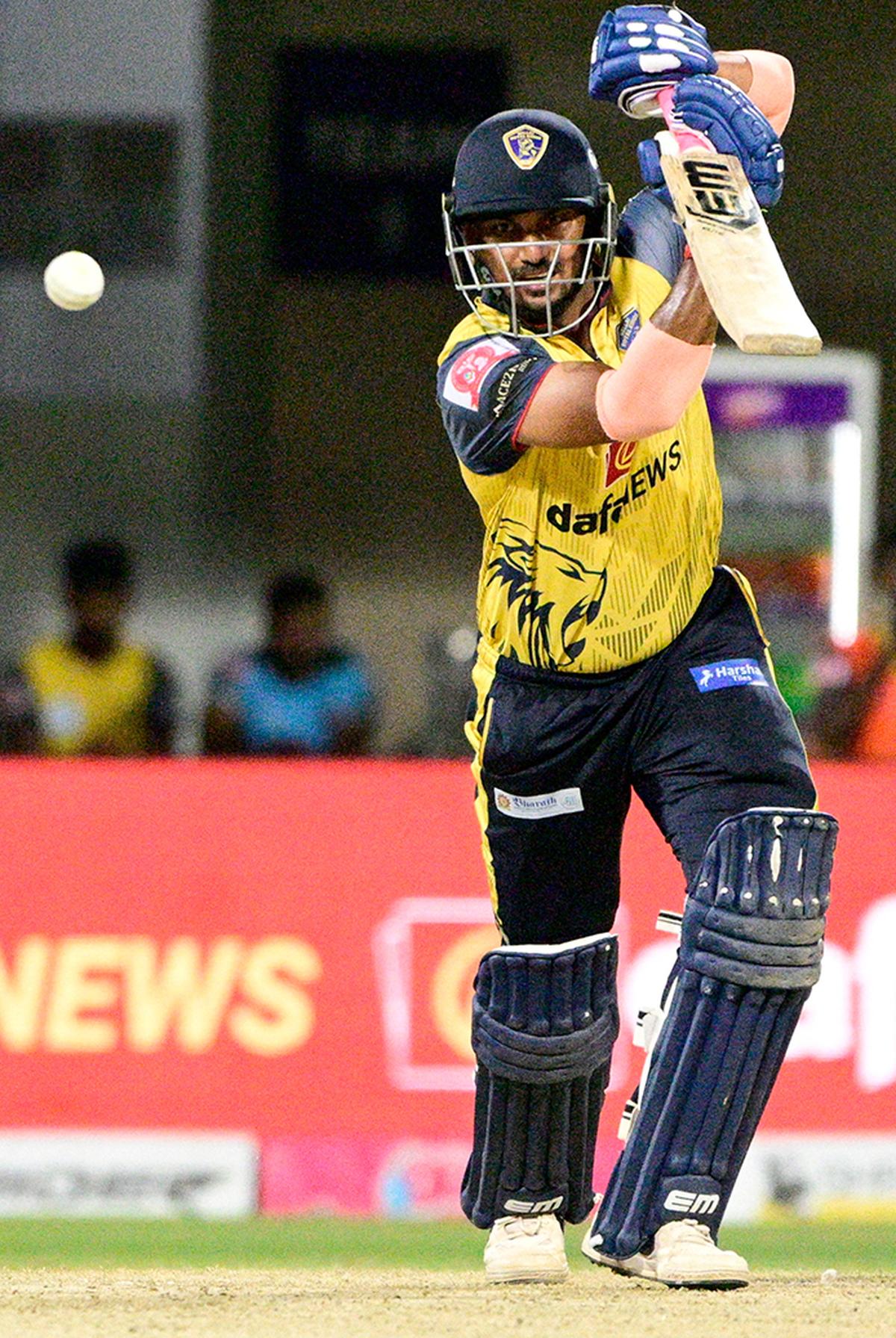 Arun Karthick of Nellai Royal kings scored 45 runs against Dindigul dragons at a TNPL match held at Natham in Dindigul district, Tamil Nadu, on July 28, 2024.